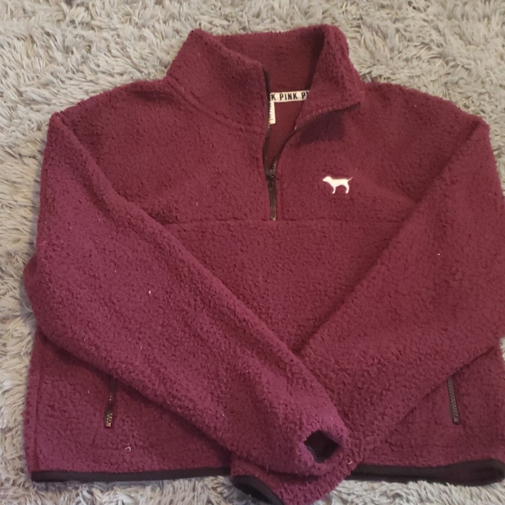Crop top fuzzy, zip up